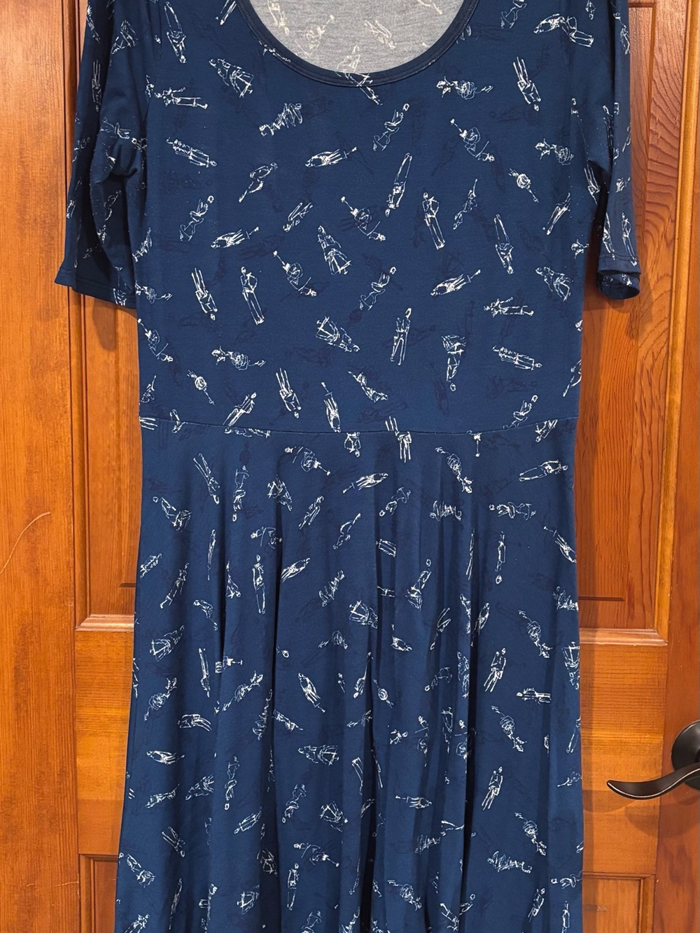 LuLaRoe Navy Dress with White Figure Print